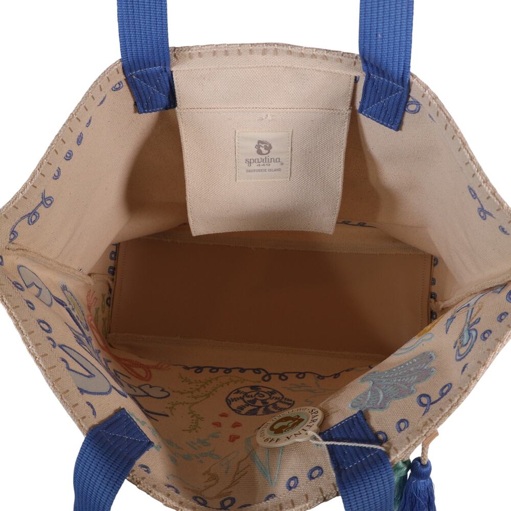 Spartina 449 Cotton Canvas Beach Tote – Overboard | Nautical Mermaid Print - NWT - Picture 6 of 8